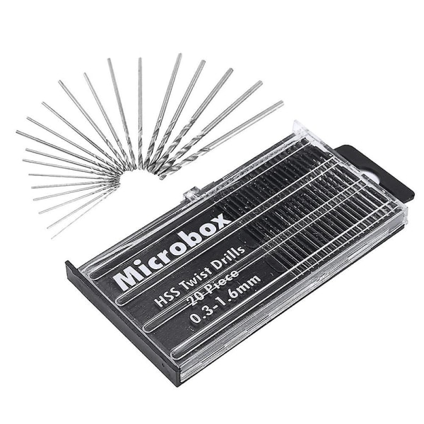 20 stk. HSS Mini Mikro Bor Bitsæt, 0,3-1,6 mm Skaft Twist Bor Bits Præcisionsbor DIY Kit