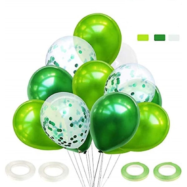60 stycken mörkgrön ballong, konfettiballong, födelsedagsballong, dop