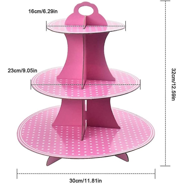 Kageholder i pap, 3 cupcake-stativer, cupcake-display-tårnbakke til eftermiddag