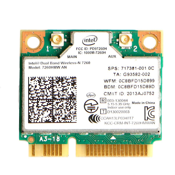 7260hmw Intel An Dobbelt bånd Trådløs + Bluetooth-kompatibel 4.0 Mini Pci-e Wlan