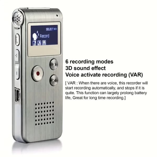 Multifunksjonell Oppladbar 8GB 650 Timer Digital Lydopptaker MP3-spiller