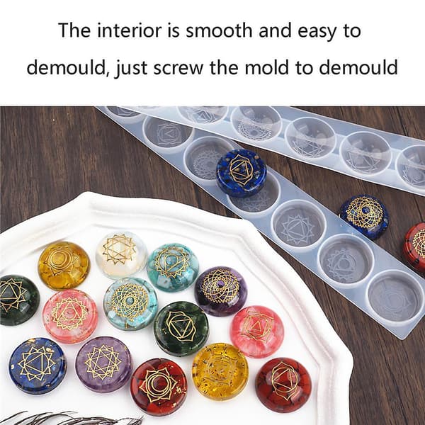 2 stk 7 Chakra Diy Halvkule Speil Støpeform