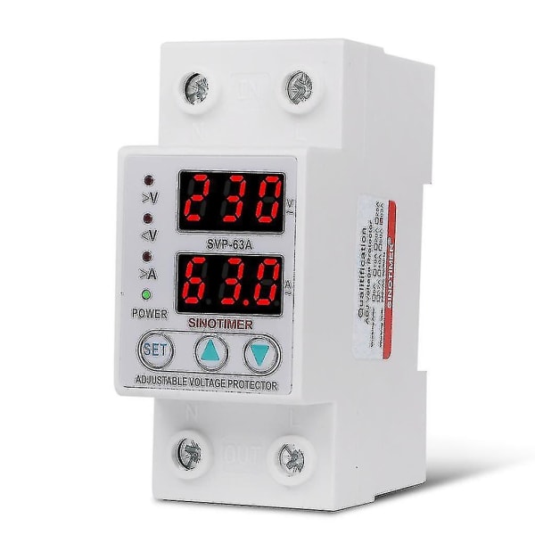 63a 230v overspenningsbeskyttelsesenhetsbeskytter Strømgrense voltmeter
