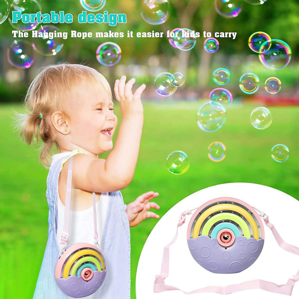 Automatisk boblemaskin,bobleblåserleketøy for barn 3 4 5 6 år gammel1500+ bobler,bærbar regnbueboblemaskin for utendørs/fest/bryllup