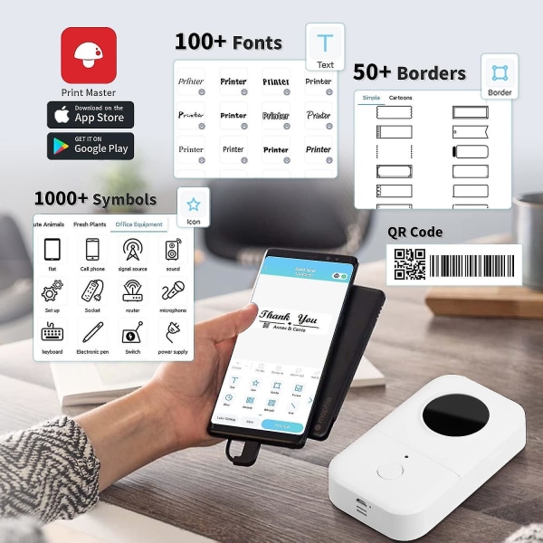 D30 Mini Hvit Lim Bluetooth Etikettprinter - Forenkle Merkingsoppgaver