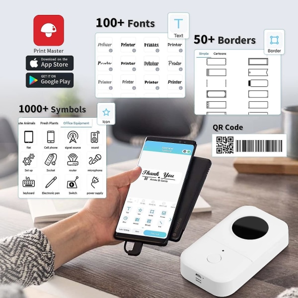 D30 Mini White Adhesive Bluetooth -tarratulostin - Yksinkertaista etiketöintitehtäviä