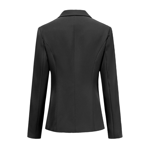 Yynuda kvinners 2-delt elegant kontordame profesjonell kjole dobbelspent forretningsdress (blazer + skjørt) Black XS