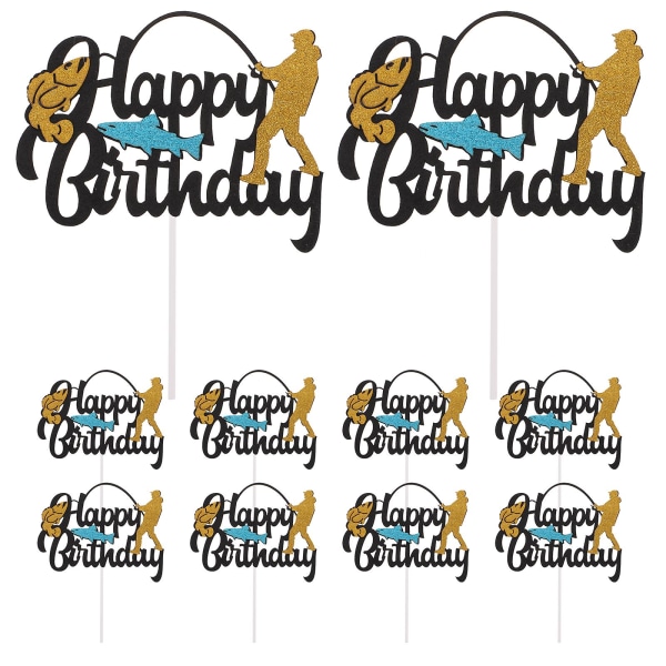 10 stk. fiskekagepynt - fisketema design kagepynt cupcake topper dessertdekorationer