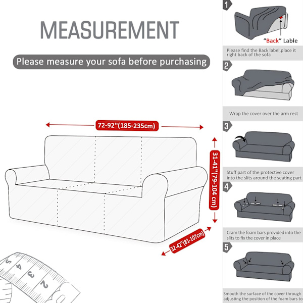 Hög stretch sofföverdrag 3-sits ultra mjuk stilren soffa C