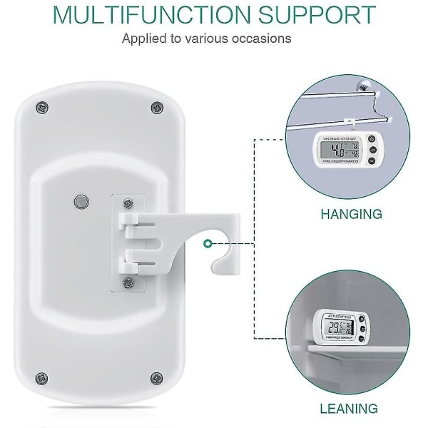 2-pack kylskåpstermometer, digital frys/kyltermometer med krok - Lättläst LCD-display, max/min-funktion, vit