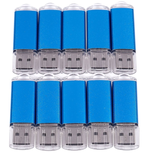 10 X Usb-hukommelse 2.0 Memory Stick Flash-drev 128mb Gave Blå