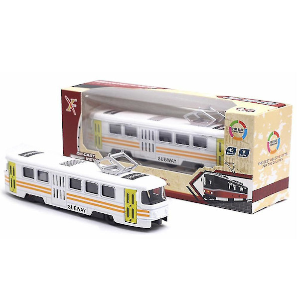 Blå Klassisk Tog Tram Diecast Musik Udviklings Børn Legetøj White