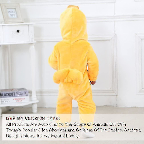 Unisex Dyredrakt Vinter Høst Flanell Hettegenser Romper F Duck 80CM
