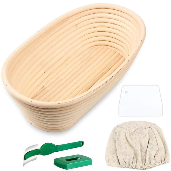 Soikea leivän kohoamisastia, käsityönä valmistettu Banneton-leivän kohoamisastia Brotform leivänveitsellä, taikinalle