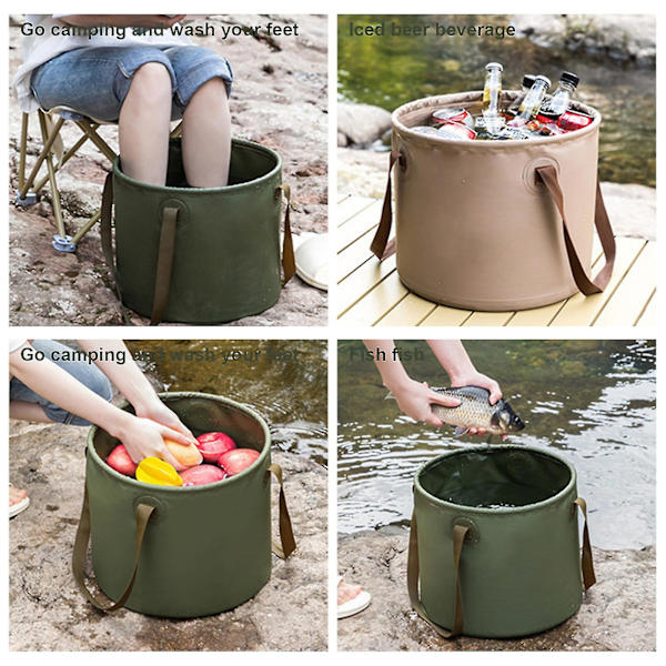Hopfällbar Hink 2 Gallons Behållare Vikbar Vattenhink Bärbar Tvätthög för Utomhusresor Camping Fiske Trädgårdsbruk Bil tvätt 10l