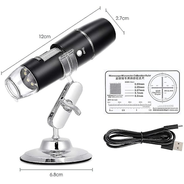 Digital Mikroskop 50x Til 1000x, 8 Justerbare LED-Lys