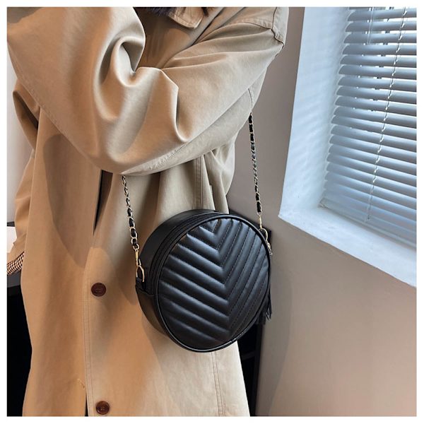 Dam Crossbody Väska Cirkel Tofs Liten Kväll Koppling Väska