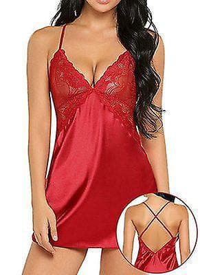 Damunderklänning Babydoll Set red