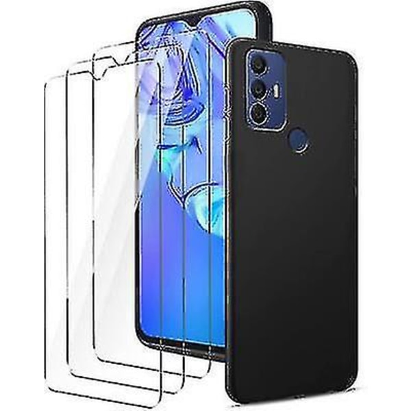 Tcl 306 Kotelo Silikonigel Puhelin Kotelo + Temperoitu Lasi (musta