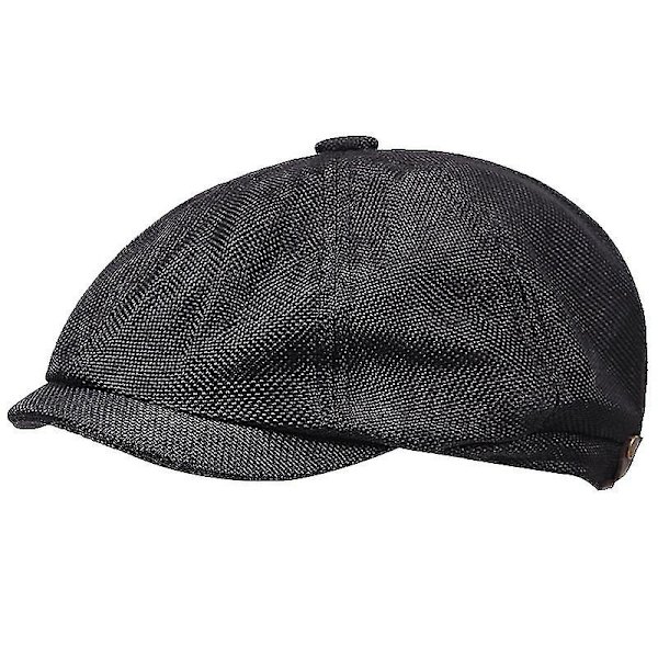 Sboy Hats Beret Hat Beanie Flat Hat Unisex Wild Octagonal Cap 8 Panel Wool Blend Gatsby Ivy Hat For Men Black