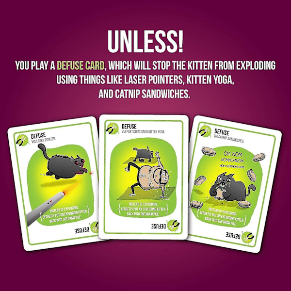 Exploding Kittens Party - Venäläinen ruletti -korttipeli, helppo perheystävällinen peli
