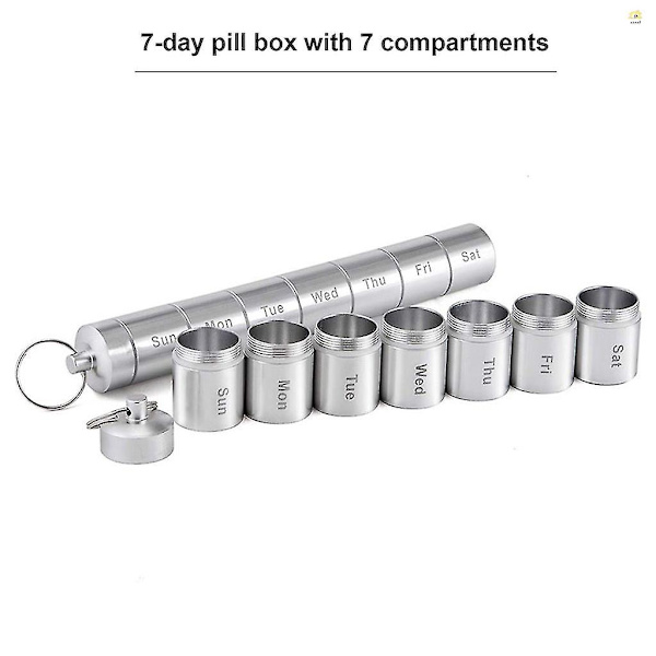 Viikkokohtainen Pill Organizer - Alumiiniseos - Matkalle - 7 Päivän Pill Case - Päivittäinen
