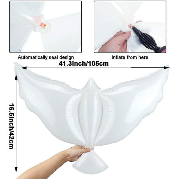 10/20 pakke hvit fredsdueballong flygende due til bryllup, jubileum, dåp Bursdager og minnesmerker Andre anledninger-miljøvennlig biode