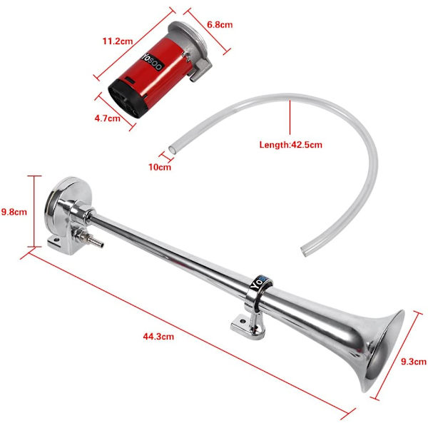 Enkelt luftsignal, Horn med kompressor 150DB 12V 680HZ for Tr