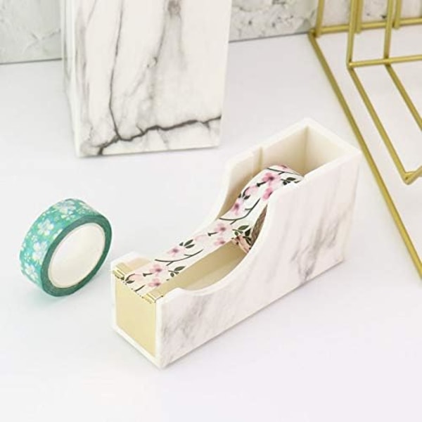 Hvit Marmor Skrivebords Tape Dispenser - Kontorrekvisita Rose Gold Style-2