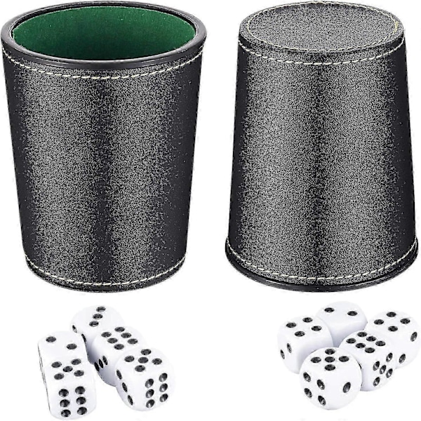 Läder Tärningskopp Set, Läderimitation Tärningskopp Skakare Med 10 Prick Tärningar För Spela Spel Party Leksak Presenter (2 st) Zekai
