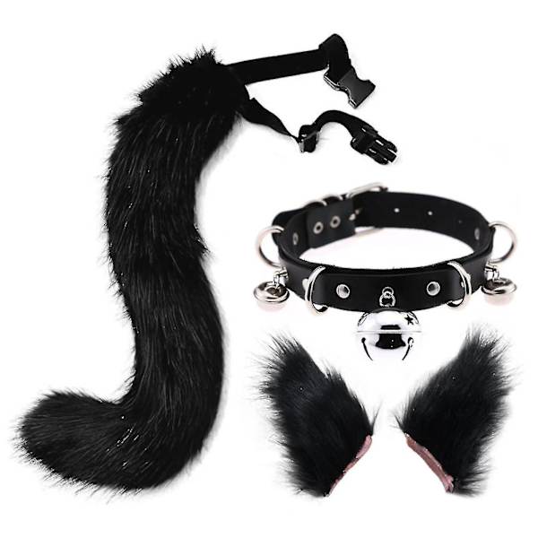 Hårklämmor Cocker Tail Djur Element Justerbar Konstgjord Päls Solid Varghals Öron Krage För Cosplay (Färg: Grå)