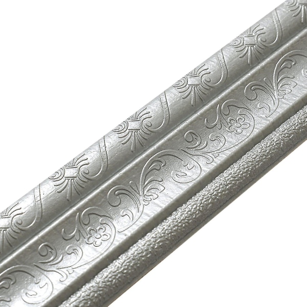 Selvklæbende fleksibel skumstøbning Trim 3d Sticky Dekorativ Vægkant Væglinjer Tapet R06 Silver Gray 2.3m