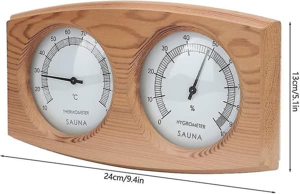 Saunatermometer 2 i 1 Trætermo Hygrometer Termometer Hygrometer Dampbad Sauna Tilbehør