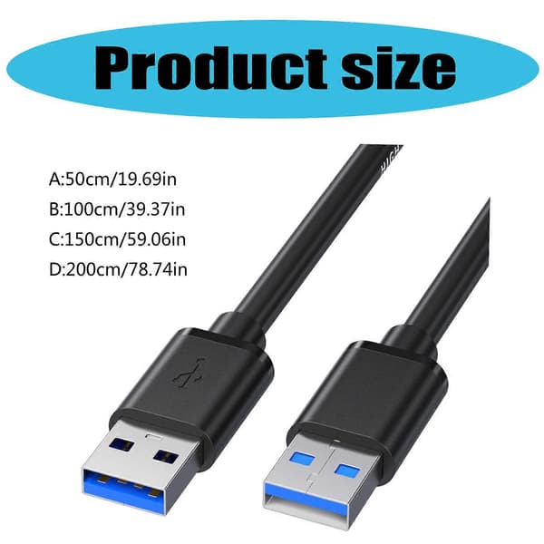 USB3.0 Høyhastighetskabel USB3.0 Hann til Hann-kabel USB-forlenger for sømløs dataoverføring Perfekt for harddisk 2m