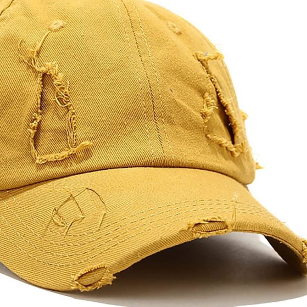 Vintage Distressed Washed Baseball Cap Mænd Kvinder Justerbar Trucker Hat Golf Dad Hat (Gul) bright yellow
