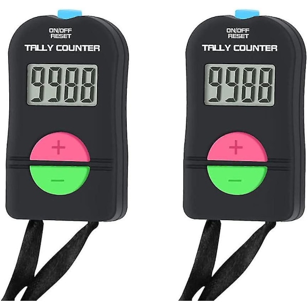 2 st elektronisk räknare, digital handräknare elektronisk manuell klicker med snöre addera subtrahera modell