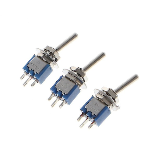 10 st AC 250V/1.5A 125V/3A Spdt 3-polig On/on 2-läges Mini Vippströmbrytare Blå