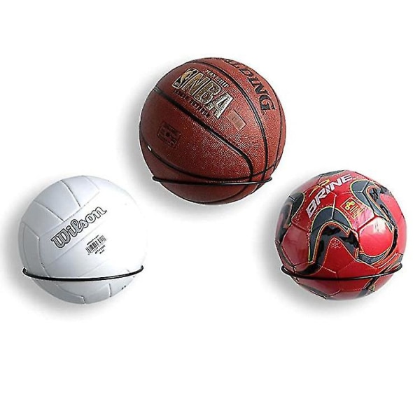 Veggmontert balloppbevaring Sportsballholderstativ Display Oppbevaring Stål black