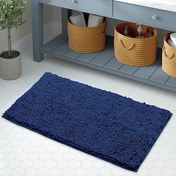 Sininen kylpyhuoneen matto, ylellinen kylpymatto - Ylimääräisen pehmeä ja pörröinen kylpyhuoneen matto, 1'' blue