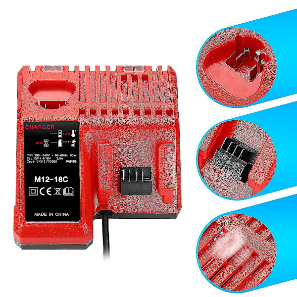 Erstat M12-18fc opladere Milwaukee lithium batteri M12-18C dobbelt oplader li-ion batterier adaptere 12V/14.4V/18V