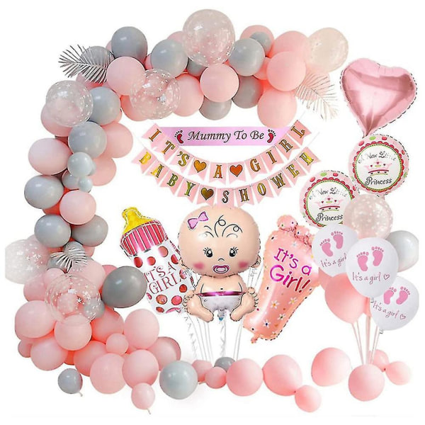 Baby Shower -koristeet tytölle, baby shower vaaleanpunaiset set, baby shower tytölle, baby