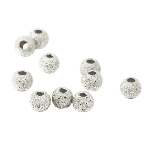 10 stk 925 Sølvfarve Lucky Loose Beads Armbånd gør det selv Smykkefremstilling Craft 4mm