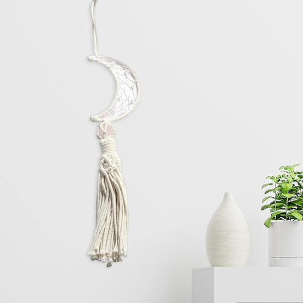 Måne af drømmefanger, gobelin display kunst drømmefanger håndværk boho macrame vægkunst til legerum gave restaurantindretning,