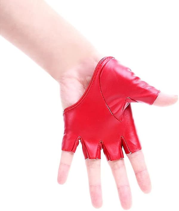 Dam Half Palm Half Finger Pu Läder Dans Punk Handskar
