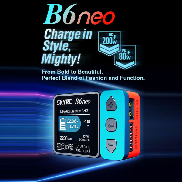 Skyrc B6neo Smart Oplader Dc 200w 10a Pd 80w Lipo Batteri Balance Oplader Kompakt 6s Oplader Aflader