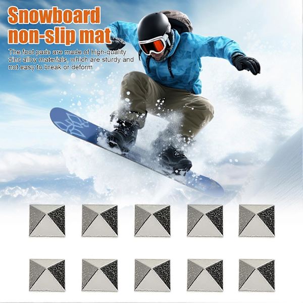 10 stk Snowboard Stomp Pads Zink Legering Pyramid Studs Anti-Slip Ski Snowboard Grip Stomp Mat til Vintersports