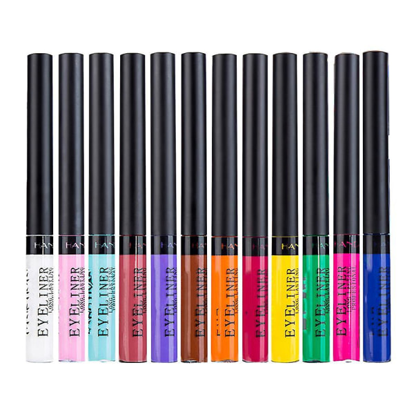 12 farger Flytende Eyeliner Sett Bærbar Eye Liner Pen Kit Glatt kvinner