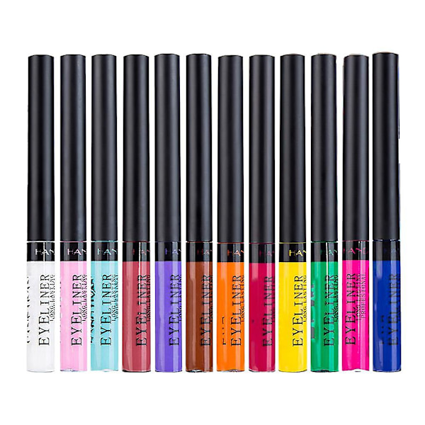 12 väriä nestemäistä eyeliner-settiä kannettava silmänrajauskynäsarja sileä naiset