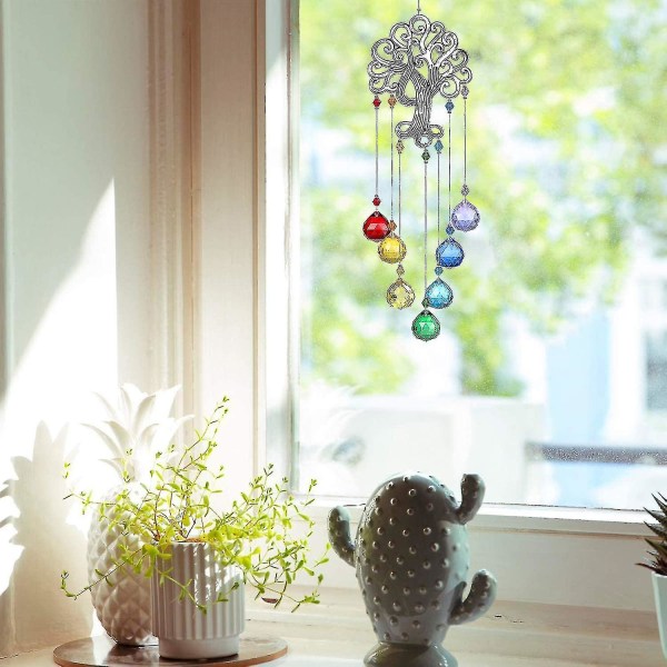 Värikäs kristallipallomainen prisma, elämänpuu, ikkunakoru riipus -  katseenvangitsija sateenkaarikoristelu 37db | Fyndiq