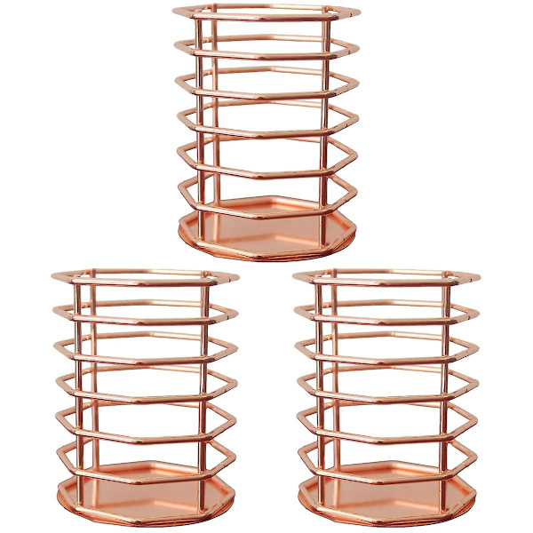 3 st Iron Wrought Förvaringslåda Skrivbords Oktagon Hål Pennhållare Penselkruka